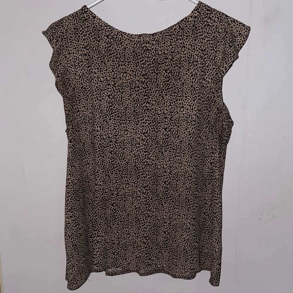 LOFT Brown Blouse with Textured Knit